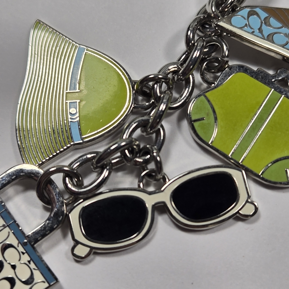 Coach Silver Blue and Green Keychain - Picture 2 of 7